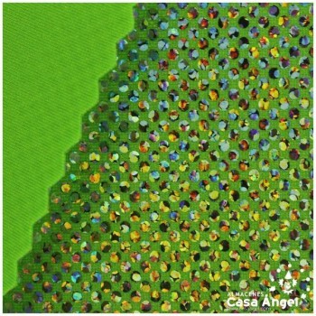LYCRA VERDE PISTACHO CON BRILLO HOLOGRÁFICO EN LUNARES 150cm