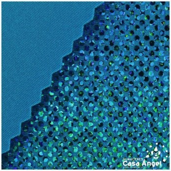 LYCRA TURQUESA CON BRILLO HOLOGRÁFICO EN LUNARES 150cm