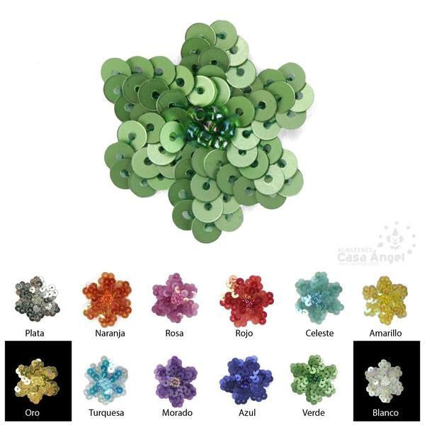 FLOR DE LENTEJUELAS Y ROCALLA 10 UNIDADES 3cm