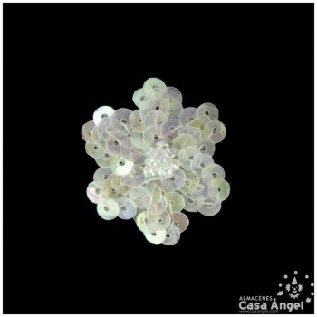 FLOR DE LENTEJUELAS Y ROCALLA 10 UNIDADES 3cm