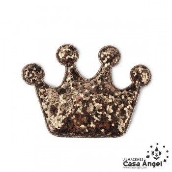 APLIQUE CORONA COJÍN CON ESCARCHA 6cm BOLSA 5uds