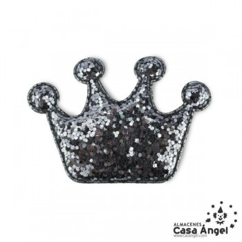 APLIQUE CORONA COJÍN CON ESCARCHA 6cm BOLSA 5uds