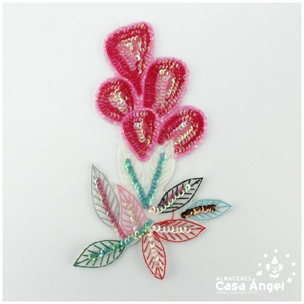 FLORES TERMOADHESIVAS DE LENTEJUELAS Y ROCALLA 16cm