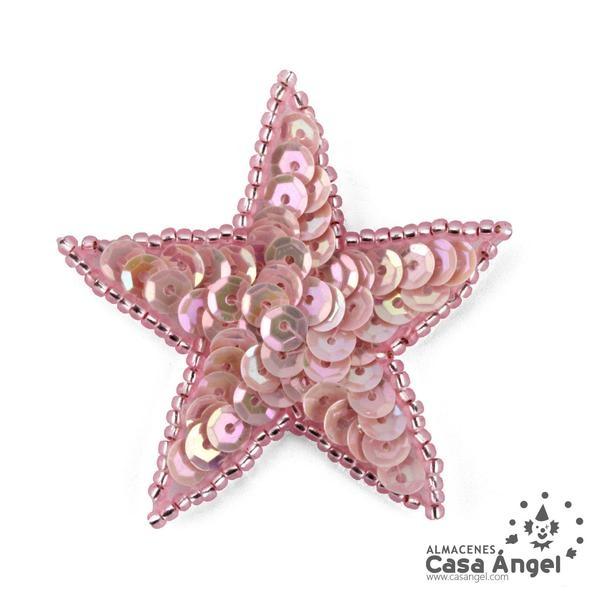 ESTRELLA LENTEJUELA CUBETA Y ROCALLA ROSA 5cm BOLSA 2uds