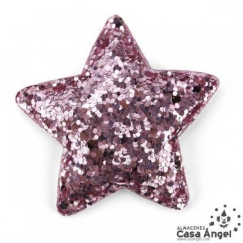 APLIQUE ESTRELLA COJÍN CON ESCARCHA 5cm BOLSA 5uds
