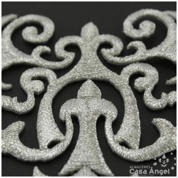 APLICACIÓN DIBUJO VICTORIANO SIMÉTRICO PLATA 15cm