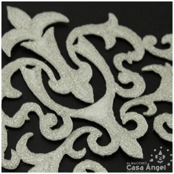 APLICACIÓN DIBUJO VICTORIANO SIMÉTRICO PLATA 15cm