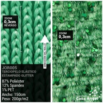 TERCIOPELO VERDE LYCRA MICRO GLITTER 150cm