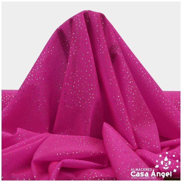 GASA FUCSIA CON CHISPAS DE BRILLO FOIL PLATA 150cm