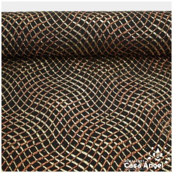 LYCRA NEGRA CON ESTAMPADO GLITTER REJILLA ONDULADA 150cm