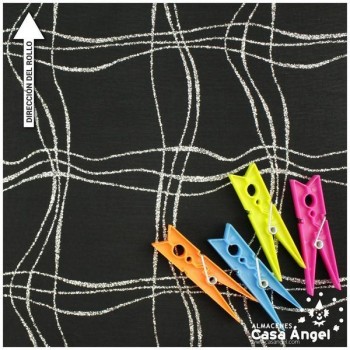 PUNTO DE LYCRA NEGRO CON GLITTER EN CUADRÍCULA ONDULADA 150cm
