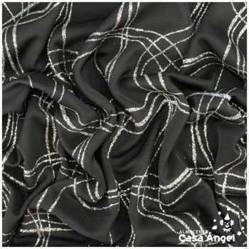PUNTO DE LYCRA NEGRO CON GLITTER EN CUADRÍCULA ONDULADA 150cm