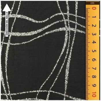 PUNTO DE LYCRA NEGRO CON GLITTER EN CUADRÍCULA ONDULADA 150cm