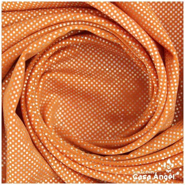 LYCRA NARANJA MATE CON PUNTOS PLATA 150cm