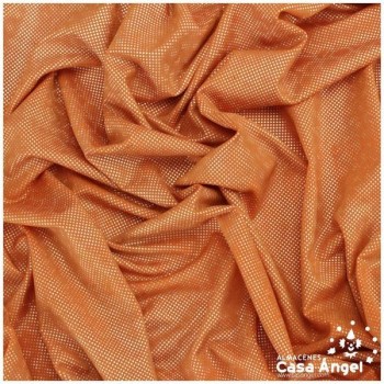 LYCRA NARANJA MATE CON PUNTOS PLATA 150cm