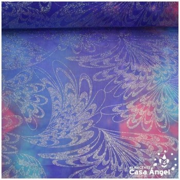 TUL LYCRA DEGRADÉ CON FOIL PLATA 150cm