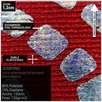 LYCRA ROJA ESTAMPADA ESPIRALES SERIE JUMPING 150cm