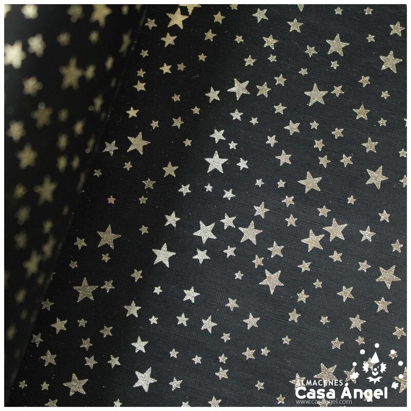 PAN DE ORO NEGRO CON ESTRELLAS DORADAS 110cm