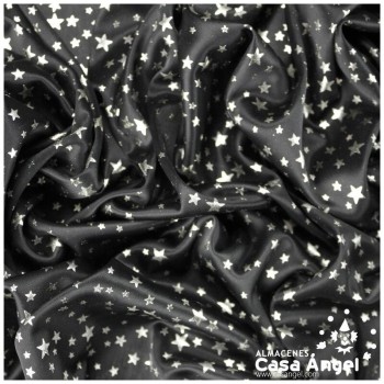PAN DE ORO NEGRO CON ESTRELLAS PLATEADAS 110cm