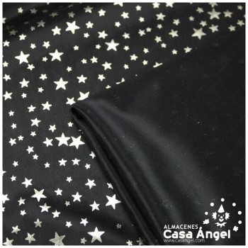PAN DE ORO NEGRO CON ESTRELLAS PLATEADAS 110cm
