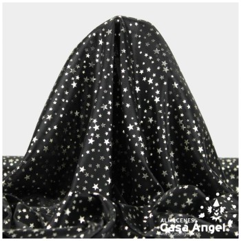 PAN DE ORO NEGRO CON ESTRELLAS PLATEADAS 110cm