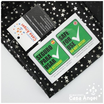 PAN DE ORO NEGRO CON ESTRELLAS PLATEADAS 110cm