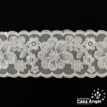 PASAMANERÍA ENCAJE CARNAVAL FLORES BORDADAS 7cm