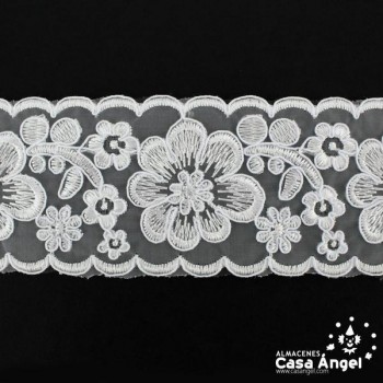 PASAMANERÍA ENCAJE CARNAVAL FLORES BORDADAS 7cm