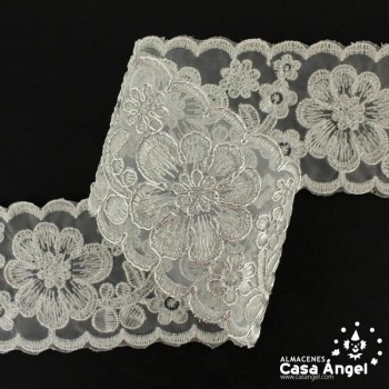 PASAMANERÍA ENCAJE CARNAVAL FLORES BORDADAS 7cm
