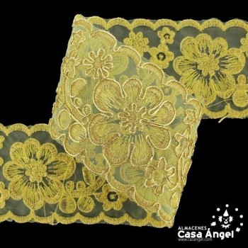 PASAMANERÍA ENCAJE CARNAVAL FLORES BORDADAS 7cm