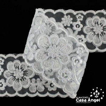 PASAMANERÍA ENCAJE CARNAVAL FLORES BORDADAS 7cm