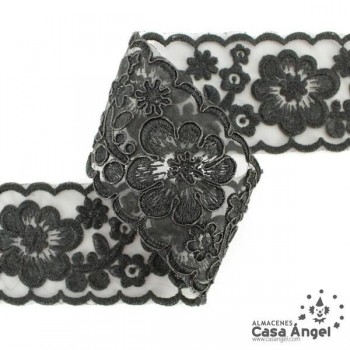 PASAMANERÍA ENCAJE CARNAVAL FLORES BORDADAS 7cm