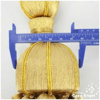 BORLA DORADA GIGANTE CON FLECO DE BOLILLAS 17cm