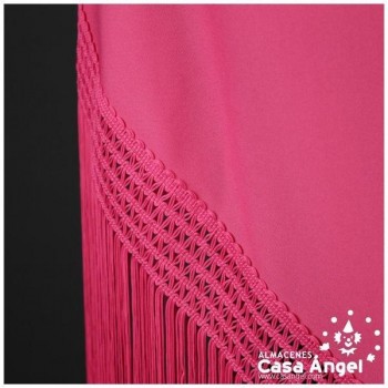 MANTÓN FLAMENCO FUCSIA LISO CON FLECO CALADO DE CUQUILLO