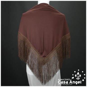 MANTÓN FLAMENCO MARRÓN CON FLECO CALADO DE CUQUILLO