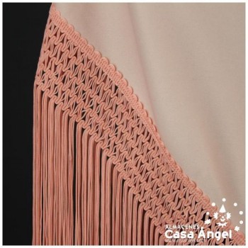 MANTÓN FLAMENCO SALMÓN CON FLECO CALADO DE CUQUILLO