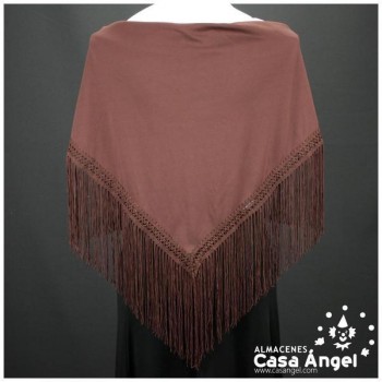MANTÓN FLAMENCO MARRÓN CON FLECO CALADO
