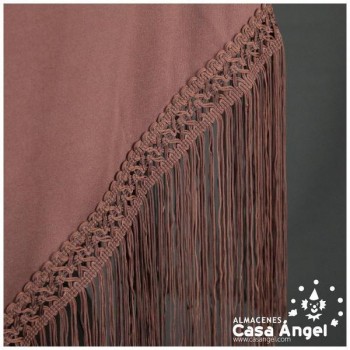 MANTÓN FLAMENCO MARRÓN CON FLECO CALADO