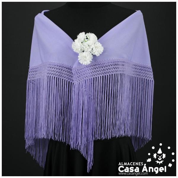 MANTÓN FLAMENCO LILA CON FLECO CALADO DE CUQUILLO