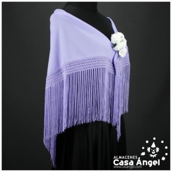 MANTÓN FLAMENCO LILA CON FLECO CALADO DE CUQUILLO
