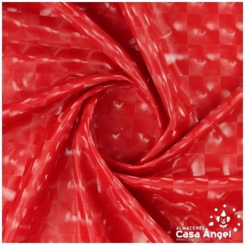 LYCRA CHAROLADA ROJA CON BRILLOS RADIALES EN REJILLA 150cm