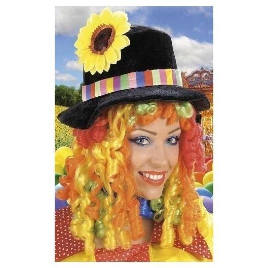 SOMBRERO CLOWN CON PELUCA Y FLOR