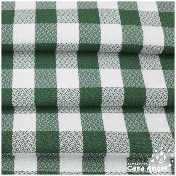 CREPÉ DE MANTELERÍA A CUADROS VERDES Y BLANCOS SERIE CUCO 150cm