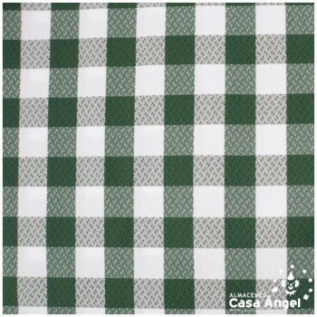CREPÉ DE MANTELERÍA A CUADROS VERDES Y BLANCOS SERIE CUCO 150cm