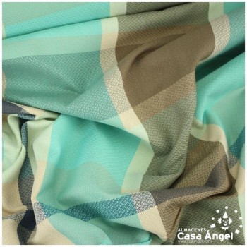 MANTELERÍA CREPÉ A CUADROS SERIE ORIÓN VERDE AGUA 150cm