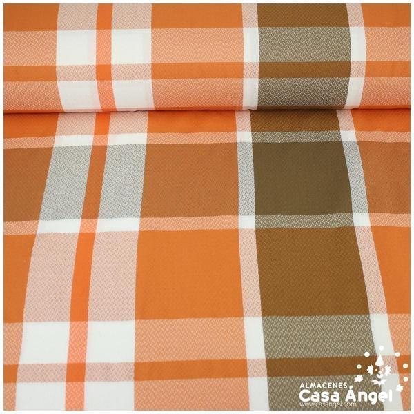 MANTELERÍA CREPÉ A CUADROS SERIE ORIÓN NARANJA 150cm
