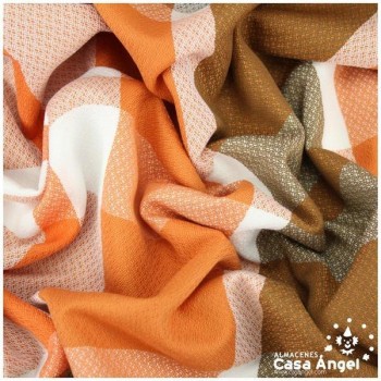 MANTELERÍA CREPÉ A CUADROS SERIE ORIÓN NARANJA 150cm