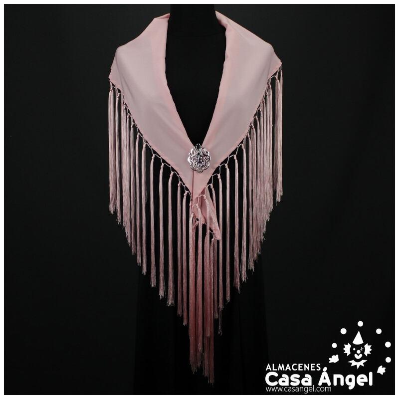MANTONCILLO FLAMENCO ROSA BEBÉ CON BORLONES Y FLECOS