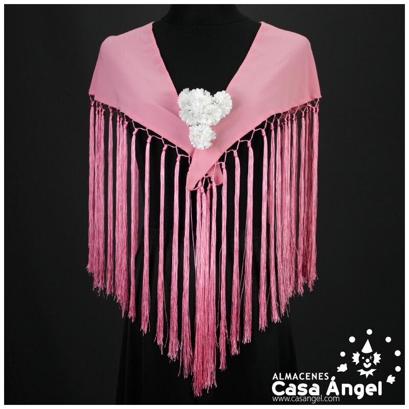 MANTONCILLO FLAMENCO FUCSIA CON BORLONES Y FLECOS