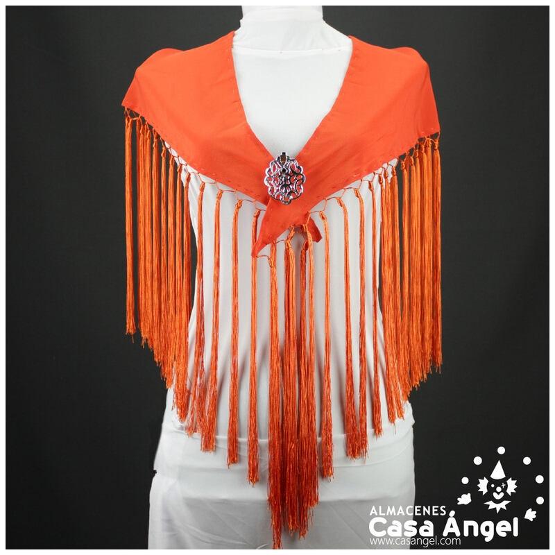 MANTONCILLO DE FLAMENCA NARANJA CON ACABADO DE BORLÓN